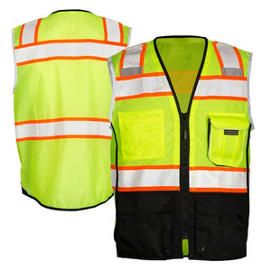 Safety Wear Men's Hi-Viz Reflective Tape <b>Jackets</b> Workwear Security High Visibility Zipper Vest <b>Jackets</b> For <b>Worker</b> - Product Image 2