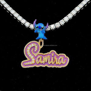 Pendentif Moissanite populaire Hip Hop 925 argent Sterling émail glacé lettre pendentif Moissanite personnalisé - Product Image 2