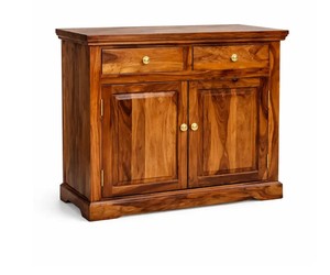 Buffet compact en bois massif, 2 portes, 2 tiroirs, petit meuble de rangement pour salon |   Artisanat Pindel - Product Image 6