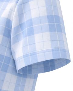 Chemise boutonnée à manches courtes pour femme, bleu ciel et blanc à carreaux, décontractée, légère et respirante, avec poche, pour l'été - Product Image 5