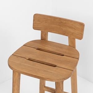 Tabouret de bar contemporain en teck massif de qualité supérieure, résistant aux intempéries, pour villa, café, bistrot, terrasse, Jepara OEM - Product Image 4
