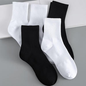 Cheaper Factory Wholesale Casual Towel Bottom Sports <b>Socks</b> Solid Color Crew <b>Socks</b> Summer White <b>Black</b> Cotton Men's - Product Image 1