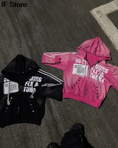 ชุดกีฬา Y2K สำหรับผู้หญิงและผู้ชาย ชุดเซ็ต 2 ชิ้น เสื้อฮู้ดดี้โอเวอร์ไซส์และกางเกงวอร์มสไตล์ฮิปฮอป ชุดลำลอง - Product Image 2