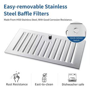 Inserto per cappa da 30 pollici in acciaio inossidabile 600CFM cappa per stufe da cucina con controllo Touch anteriore luci filtri deflettore - Product Image 4