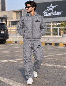 Conjunto Deportivo Personalizado Color Gris para Hombre, Chaqueta Cortavientos y Pantalones, Ropa Deportiva Ligera e Impermeable para Entrenamiento y Jogging, OEM ODM - Product Image 3