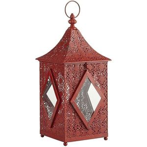 Farol Geométrico de Metal con Paneles de Vidrio Diamantado, Decoración Colgante para Exteriores del Hogar, Estilo Tradicional, Diseño Duradero - Product Image 1