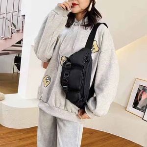 <b>Top</b> Trending Custom Unisex Nylon Waist Bag With Zipper Closure Beige And Black Color Daily Use Fanny Pack Convenient Design - Product Image 4