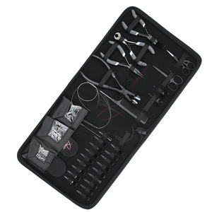 Kit complet d'outils et d'accessoires pour extensions de cheveux à bandes adhésives noires, micro-anneaux et nano-anneaux, avec pince et enfileur à crochet - Product Image 1