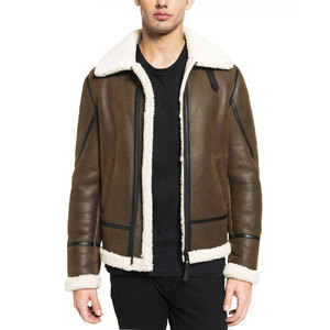 Customized Good Quality Eco-Friendly Garment Dyed Genuine Leather Bomber Jacket <b>Winter</b> <b>Warm</b> <b>Men's</b> Fashion <b>Coat</b> - Product Image 2