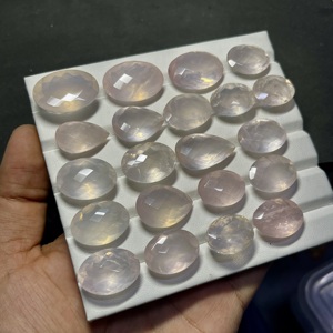 พลอยโรสควอตซ์ทรงรีธรรมชาติ ขัดเงาสีรุ้ง สำหรับทำเครื่องประดับ - Product Image 2