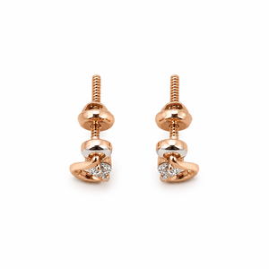 Pendientes de Aro con Diamantes en Oro Rosa Sólido de 18K para Mujer, Acabado Pulido, Minimalistas, para Uso Diario, Fiestas, Joyería Fina, Regalo - Product Image 5