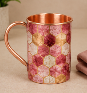 <b>Copper</b> <b>Mug</b> With Purple Hexagon Pattern Bohemian Design Handle Home Drinkware Eco-Friendly Insulated <b>Mugs</b> Geometric Purple <b>mug</b> - Product Image 2