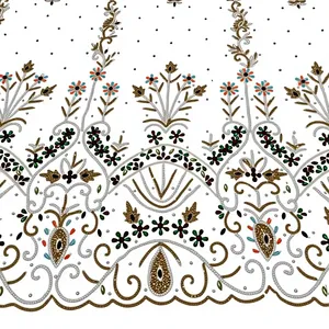 Tela de Encaje Bordada con Cuentas, 58/60 Pulgadas de Ancho, Transparente y Ligera, de Poliéster, para Vestidos de Novia y Ocasiones Especiales para Mujer - Product Image 1