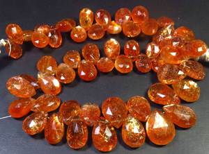 Cuentas de Perlas de Piedra Solar Naranja Facetadas Africanas de Alta Calidad, 8-13mm, Hilo de 9.5 Pulgadas, Gema Natural Brillante Tipo Confeti para Joyería - Product Image 4