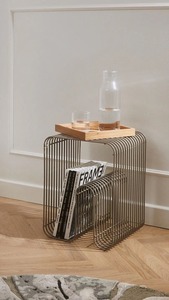 Table basse moderne gigogne en bois massif avec rangement, structure en fer, design personnalisable, mobilier de salon d'hôtel MF-AB-227 M F - Product Image 5