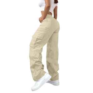 Pantalon cargo décontracté pour femme, taille mi-haute, coupe ample, multi-poches, couleur unie, pantalon de jogging printemps, streetwear tendance - Product Image 2