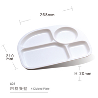 Assiettes en mélamine à 4 compartiments, incassables, réutilisables, vaisselle personnalisée pour restaurant, pour école maternelle, pour enfants