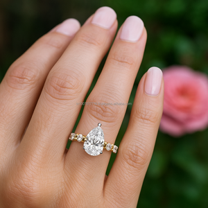 Anillo de compromiso de boda de oro sólido de 14 quilates con diamante de moissanita de 3 quilates para regalo de fiesta de mujer - Product Image 3