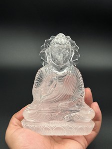 Natural Clear Quartz Buddha <b>Statue</b> 5.25 Inch | Hand Carved Crystal Meditation Idol | Spiritual Home Decor | Wholesale OEM ODM Su - Product Image 1