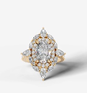 Anillo de Moissanita con Corte Ovalado, Plata de Ley 925, Oro Amarillo de 14k, Engaste de Garras, Certificado por Terceros, Elegante y Clásico para Compromiso - Product Image 1