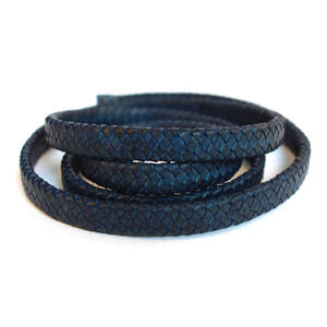 Cordones de Cuero Trenzado Plano Negro de 10x4mm, Marca CI, para Accesorios de Joyería, Venta al Por Mayor - Product Image 3
