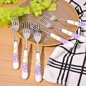 Ensemble de couverts élégants à imprimé lavande, 6 pièces, y compris des fourchettes élégantes - Product Image 6