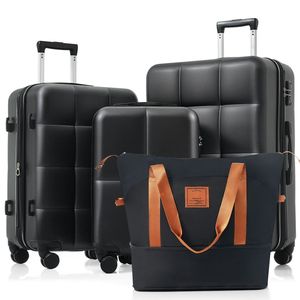 4 pezzi porta USB da 20 pollici espandibile ABS Set per bagaglio a valigia resistente ruote portabicchieri marrone nero rigida borsa da viaggio - Product Image 2