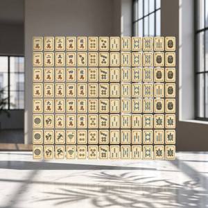 Juego de Mahjong Americano de Lujo, Diseño Natural, Fichas Acrílicas con Patrón Grabado, 4 Capas, Portátil, 160 Piezas, para Noches de Juego - Product Image 2