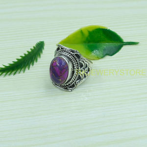 Top Quality Purple Copper Turquoise <b>Ring</b> 925 Sterling <b>Silver</b> <b>Statement</b> <b>Ring</b> Handmade Designer Gemstone <b>Ring</b> Boho Jewelry Gift - Product Image 3