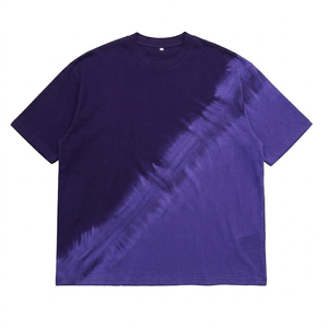 T-shirts pour hommes de haute qualité avec logo de marque personnalisé, en polyester/coton tricoté, décontractés, vierges, imprimés, dégradés, tie-dye diagonal, effet délavé - Product Image 5