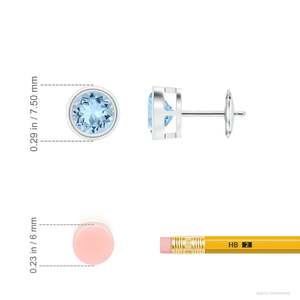 Pendientes de Oro Rosa de 14 Quilates con Aguamarina, Corte Redondo, Minimalistas, Joyería Fina para Mujer - Product Image 2