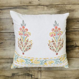 Funda de Cojín Cuadrada Decorativa de Lona de Algodón con Estampado a Mano Indio, 40 x 40 cm - Product Image 1