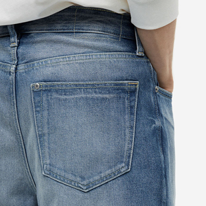 Jean large vintage délavé pour homme en denim mi-lourd, coupe décontractée, respirant, avec logo tissé sur le devant, idéal pour l'hiver - Product Image 6