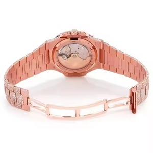 Montre mécanique automatique en or rose pour femmes, bracelet en acier inoxydable de luxe avec diamants - Product Image 2