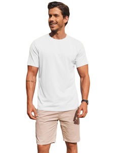 Camiseta de Algodón de Manga Corta Azul Claro para Hombre, con Bolsillo en el Pecho, Corte Regular, Estilo Casual, Cuello Redondo, Color Sólido, Secado Rápido - Product Image 2