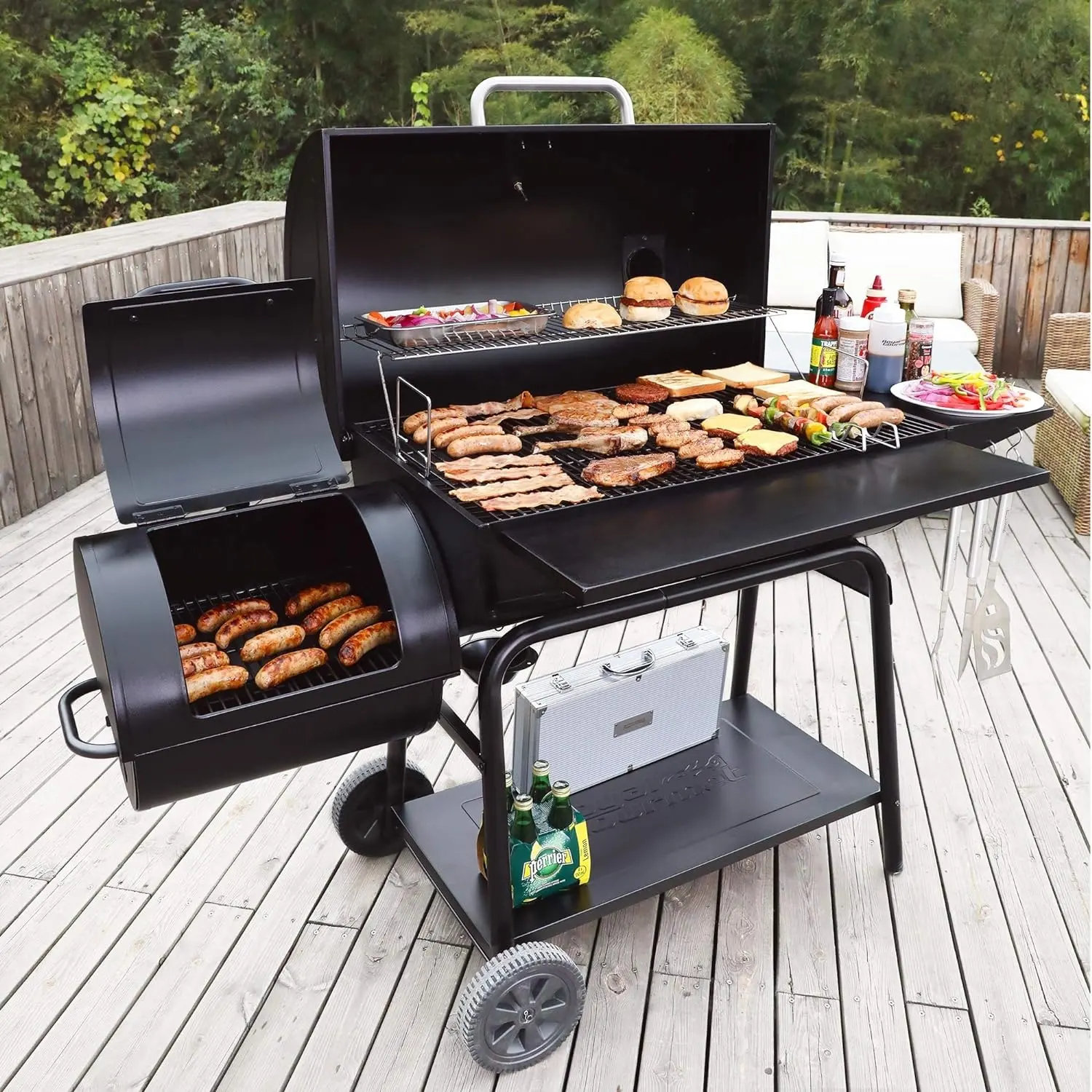 Cleaned Large Cooking Area Charcoal Grill Offset Heavy Duty Grill Bbq Smoker