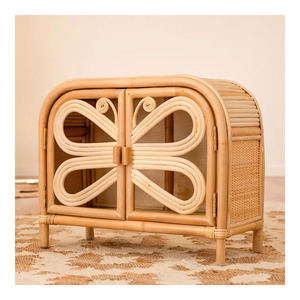 Table d'appoint en rotin naturel extraordinaire, faite à la main, style bohème, pour la décoration de la chambre d'enfant - Product Image 1