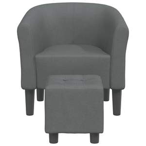Dark Gray Fabric Tub <b>Chair</b> <b>with</b> <b>Footstool</b> for Living Room - Product Image 3