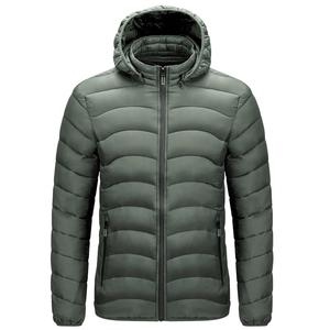 Outdoor Winter Stand Collar Hooded Anti-Bacterial <b>Canvas</b> Puffer <b>Jacket</b> with Front Logo Customizable for Men - Product Image 1