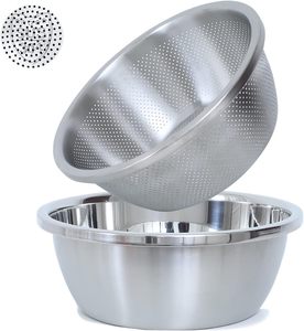 Panier égouttoir de cuisine pour fruits et légumes, en acier inoxydable, style Art Déco, fait main, avec impression de logo personnalisée, couleur argent - Product Image 2