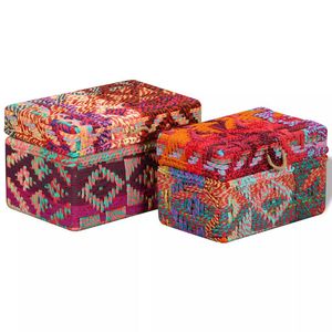 Set di 2 scatole di immagazzinaggio Decorative in tessuto Chindi Multicolor - Product Image 4