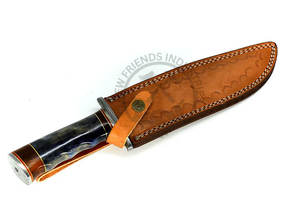 Cuchillo de caza hecho a mano de acero de Damasco de 13 pulgadas, tipo Bowie, con mango de cuerno de búfalo, cuchillo de supervivencia de hoja fija afilada como una navaja, para acampar. - Product Image 5