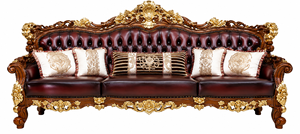 Ensemble de canapés capitonnés de style provincial français pour villas, canapé 5 places en cuir véritable européen capitonné pour la décoration intérieure du salon - Product Image 3