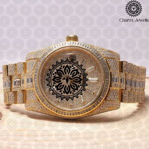 Montre de Luxe Charm Jewells en Acier Inoxydable, Boîtier 40mm, Verre Mécanique Lumineux, Style Hip Hop Élégant, Bracelet Unisexe 20mm, Étanchéité 10 Bar - Product Image 3