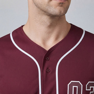 Custom Men Baseball Breathable Mesh Sportswear Full Set Button Front <b>Shirt</b> Matching Long Athletic Trousers V-Neck Full Sleeve - Product Image 5