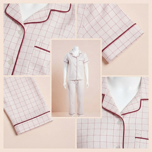 Conjunto de Pijama de Satén de Algodón de 1 Pieza para Mujer, Cuello en V, Cintura Elástica, Manga Corta, Ropa Casual para Estar en Casa, Invierno, Corte Regular - Product Image 4