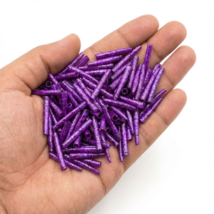 เปลือกหอยเด็นทัลเลียมสีชมพูฟ้าทำมือคุณภาพพรีเมียม ทรงกระบอกเรียวธรรมชาติ สำหรับงานประดิษฐ์เครื่องประดับสไตล์โบโฮ จำหน่ายจำนวนมาก - Product Image 1