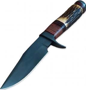 Outil de terrain extérieur artisanal en acier au carbone avec manche en cuir superposé en bois de cerf - Product Image 3
