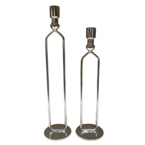 Wholesale Luxury Polished <b>Silver</b> Horse Stirrup <b>Candlestick</b> Holder Set Handcrafted Metal Taper Candle Stand for Wedding - Product Image 2
