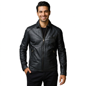 Stylish winter wear genuine <b>leather</b> <b>jacket</b> with zip closure and soft inner lining for comfort <b>men</b> <b>leather</b> <b>jacket</b> for <b>men</b> - Product Image 6